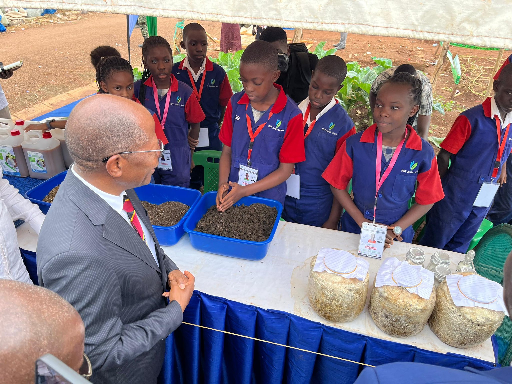 Pupils displaying woven baskets